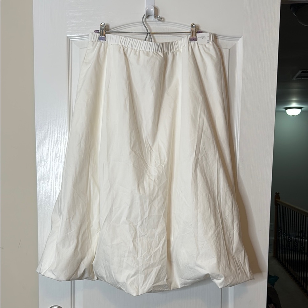 Dictionary White Cotton Bubble Hem Midi Skirt XL